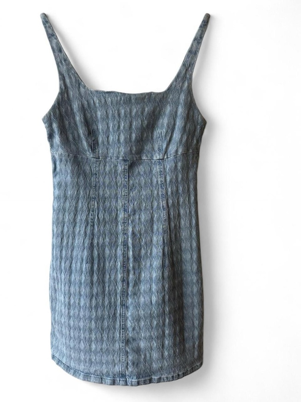 Le Lis Denim textured Bodycon Mini Dress Square Neck Zipper Back Small